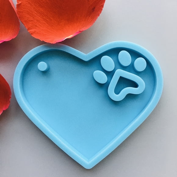 Moule Porte-Clés Patte de Chat Cœur Ailes Créatives - Moule Porte-Clés en Résine Époxy DIY pour Animaux de Compagnie, Adapté aux Amoureux des Chats et des Chiens