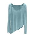 thumbnail image 2 of Mifsaly Asymmetric Hem Tops for Women Crewneck Long Sleeve Cover Up Lightweight Breathable Pullover Top Casual Loose Fit Tunic Tee Free Size, 2 of 5