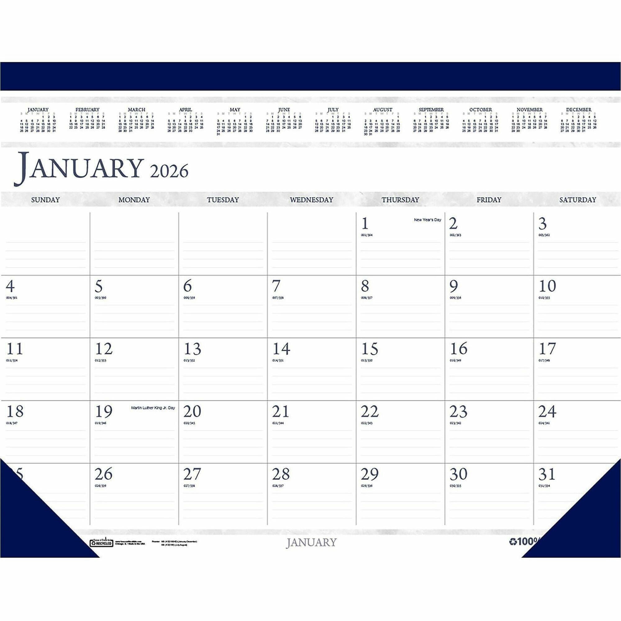 2026 House of Doolittle Economy 22" x 17" Monthly Desk Pad Calendar Blue (150-26)