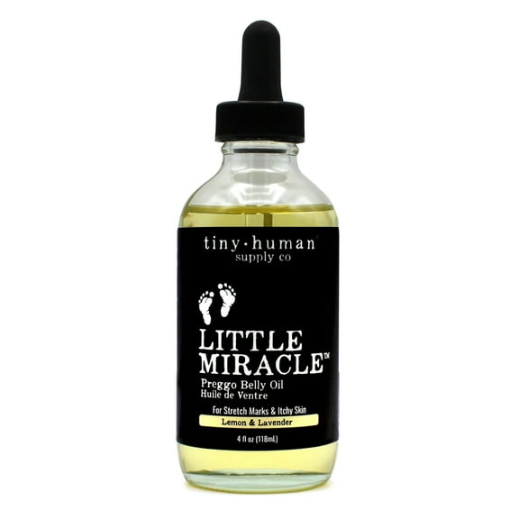 Little Miracle Preggo Belly Oil (Lemon & Lavender) 4oz for Pregnant Mothers, Reduce Stretch Marks and Increase Elasticity