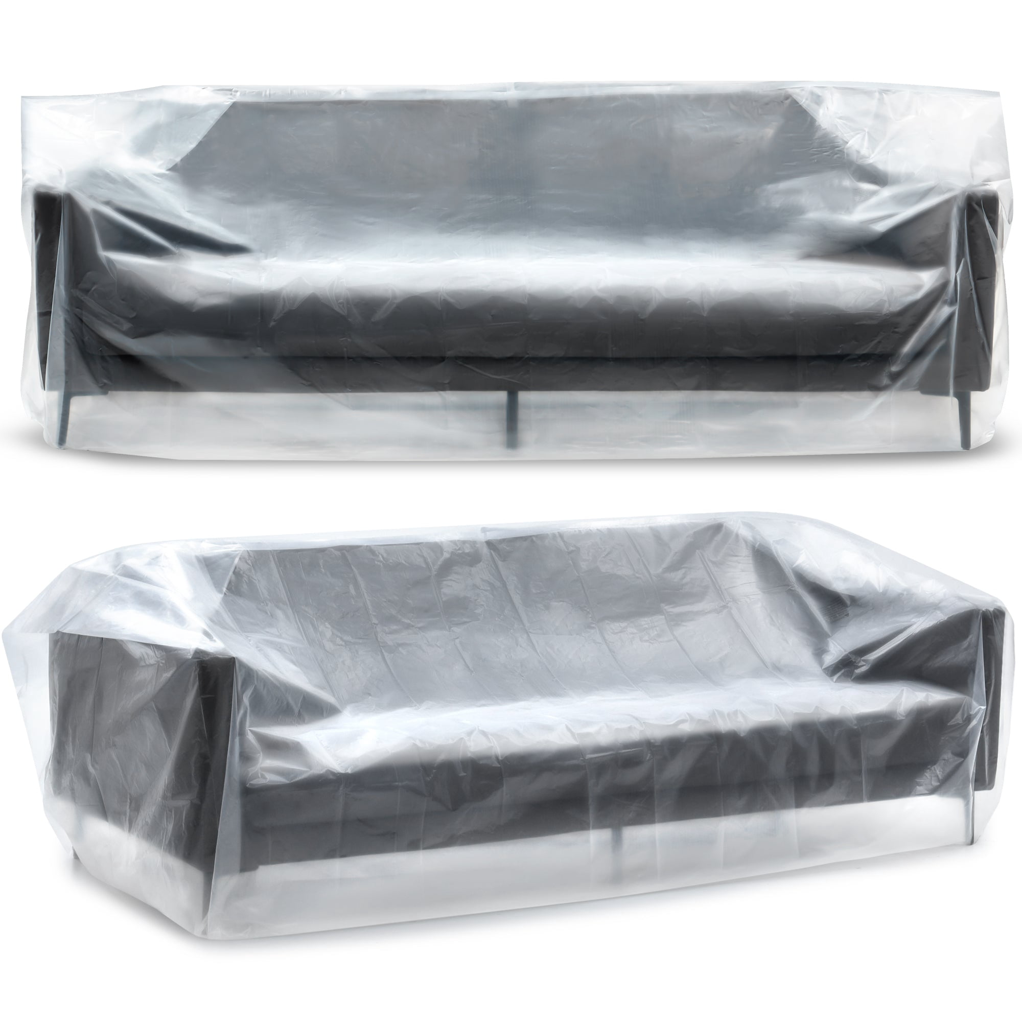 Storage Standard 2-Pack Loveseat Furniture Covers Waterproof Clear Plastic for Moving Storage Renovation, Heavy Duty Dustproof Protective Sofa Covers, Fits Loveseat Size up to 68 x 42 x 62 Inches