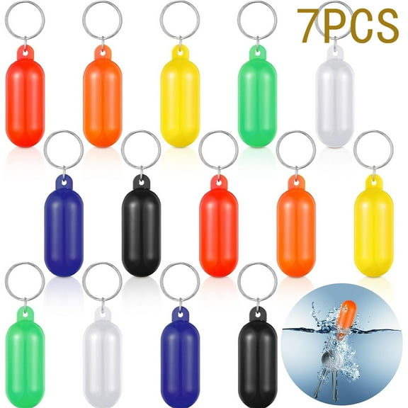 Tutuviw 7Pcs Floating Keychains for Water Sports,High-Visibility Colorful Buoyant Key Rings with Durable Design,Cylindrical Shaped Floating Keychain for Boat,Kayak and Surfing Accessories