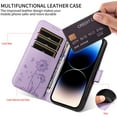 thumbnail image 3 of Flip Case for Samsung Galaxy S25 FE, Card Holder and Kickstand, Shockproof and Scratch Resistant, Purple, 3 of 15