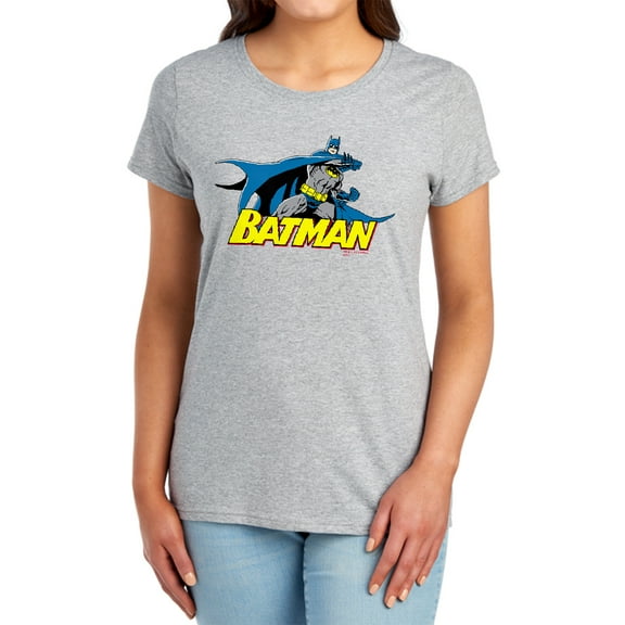 Batman 8 Bit Cape Women's T Shirt, Athletic Heather, Small