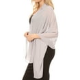 thumbnail image 3 of Sakkas Jona Women Soft Sheer Chiffon Bridal Wedding Evening Scarf Shawl Wrap Stole - Silver Grey - 7029, 3 of 5