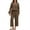 Brown, variant on Women Long Sleeved 2 Piece Outfits Sweatsuit V-neck Casual Knit Tops & Pants