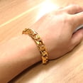 thumbnail image 5 of Men Bracelet 18K Gold Plated Stainless Steel Curb Chain 12mm Cuban Link Jewelry Punk Style 8", 5 of 6