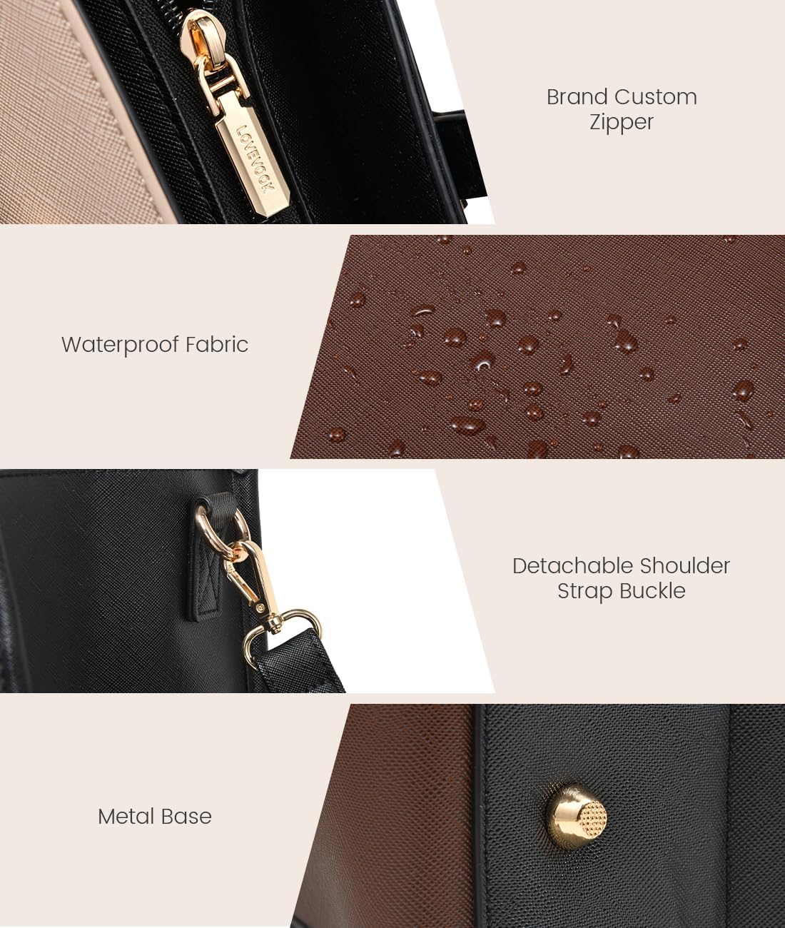 Lovevook Laptop Tote Bag for Women,PU Leather Teacher Nurse Office Ladies Work Bag,Classy Anti-Thief Women Handbags Shoulder Bags-Large