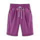 thumbnail image 1 of Pantalones casuales de lino y algodón de talla grande de cinco puntos sólidos de verano para mujer Pompotops  ulkah937962, 1 of 1