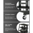thumbnail image 6 of 4-Tier AV Media Stand with Wheels, Stereo Stands, Media Console Shelf with Power Strips, LED Lights, Wooden Audio Cabinet Rack Tower for Record Player/Apple TV/ps4, Black TCJ60UDBB, 6 of 9