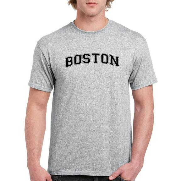 Boston Text Men T-Shirt, Male 3X-Large