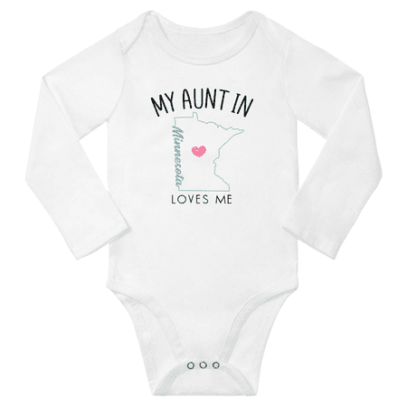 

My Aunt In Minnesota Loves Me Baby Long Short Sleeve Romper Bodysuits 6-12 Months