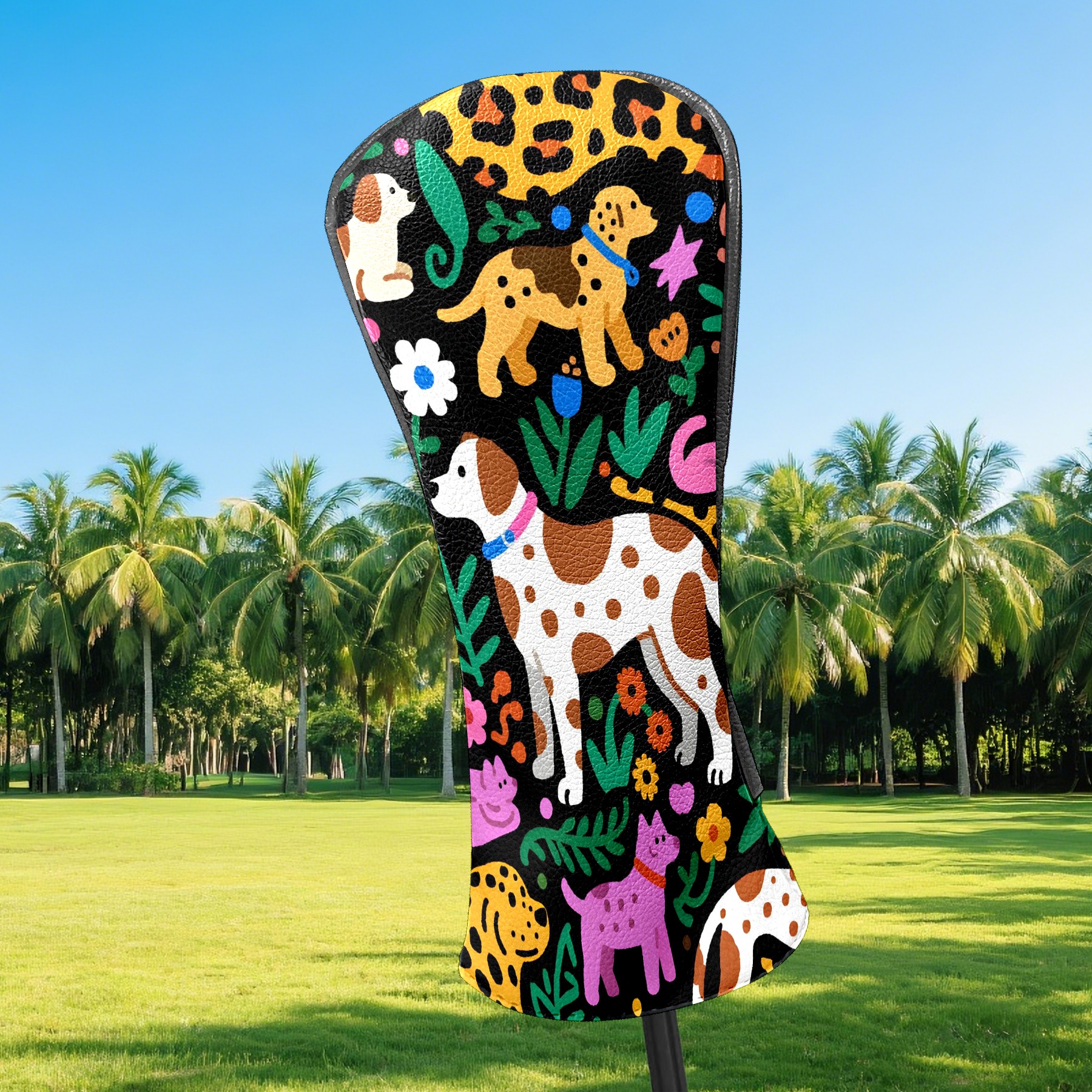 Golf Club Head Covers - Green Butterfly Design, Waterproof, Velvet Lining, Fits Driver/Hybrid/Putter, Gift for Men & Women