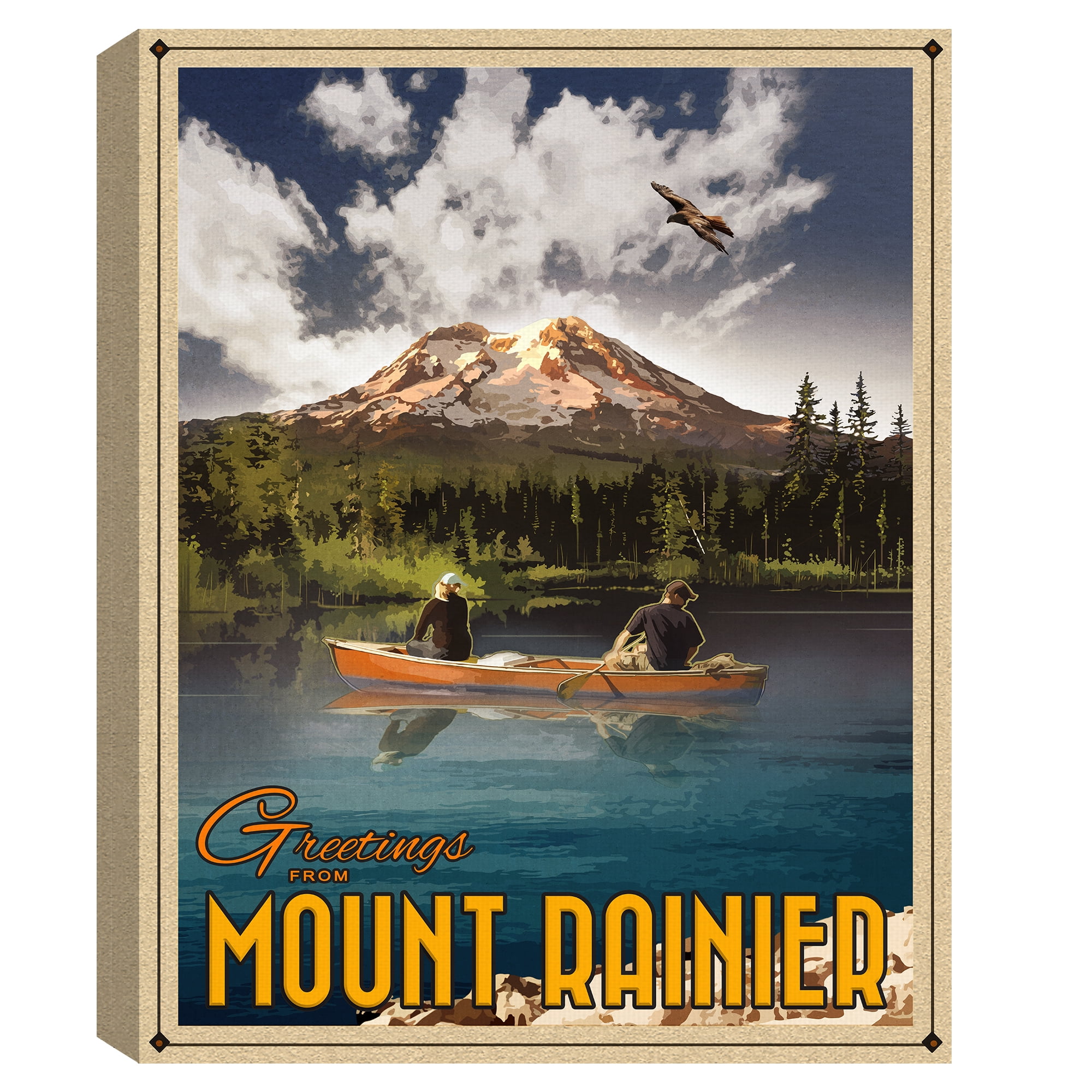 Mount Rainier by Old Red Truck Canvas Art