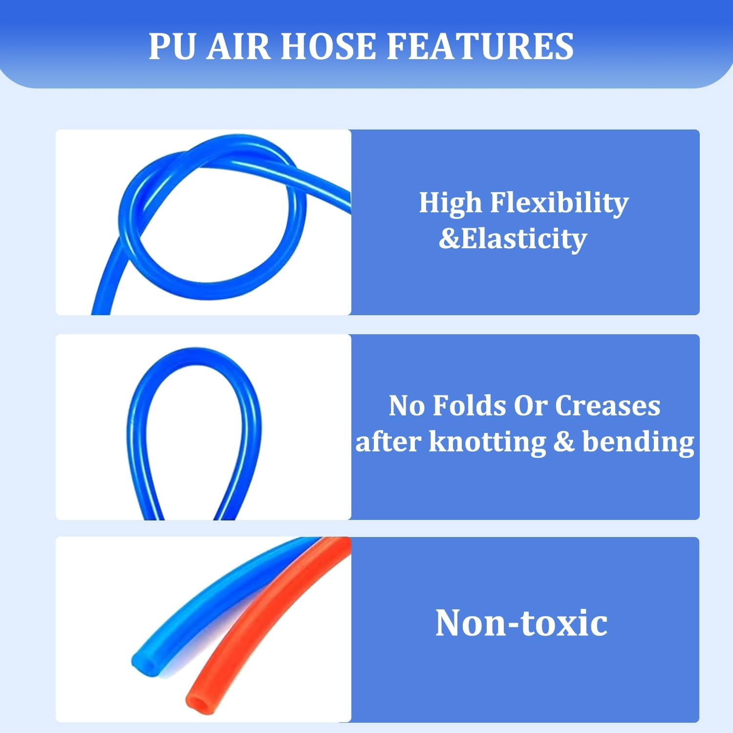 MKEUDQ-PU Air Hose 4mm OD x 2.5mm ID 4 FT 10 Meters Blue Polyurethane Hose Line Pneumatic Tubing Pipe for Air Compressor