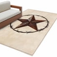 thumbnail image 2 of Area Rug 48×72in, Retro Country Western Stars Floor Carpet Living Room Rug, Pentagram on Linen Texture Non-Slip Welcome Mat Indoor Rugs for Bedroom Dining Room, 2 of 9