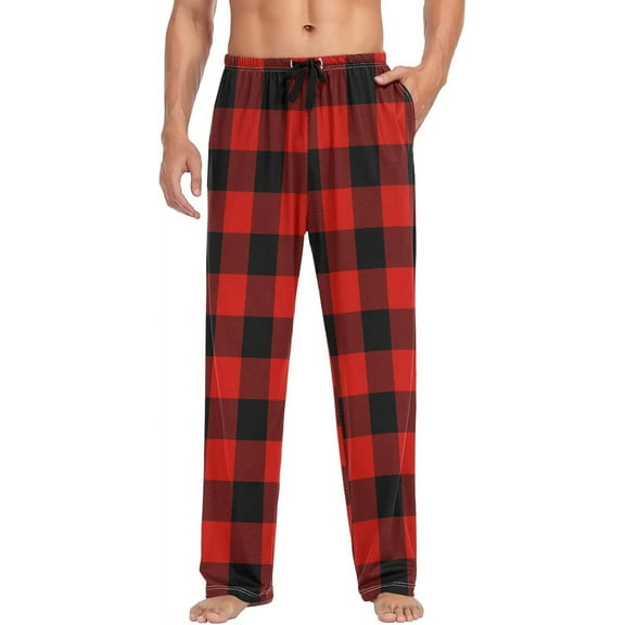 Top-kevin Multicolor-red Black Plaid Men's Pajama Bottoms Pajama Pants for Men Soft Men's Separate Bottoms Lounge Pants
