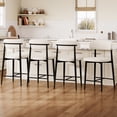 thumbnail image 6 of Bar Stools Set of 2, Legahome 26" Counter Height Bar Stool, Modern Farmhouse Upholstered Counter Chairs with Curved Back & Wood-Grain Metal Legs for Kitchen Island Dining Room, Black, 6 of 8