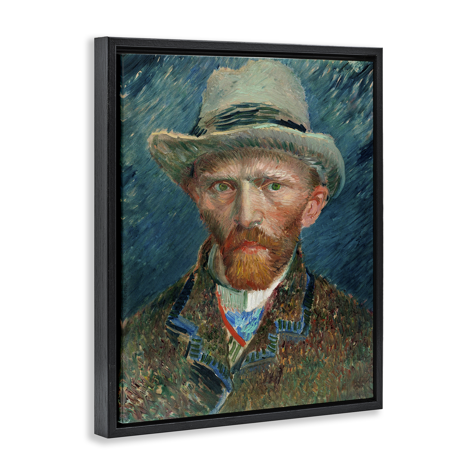 Stupell Industries Classic Van Gogh Portrait People Painting Black Floater Framed Canvas Art Print Wall Art, 25 x 31