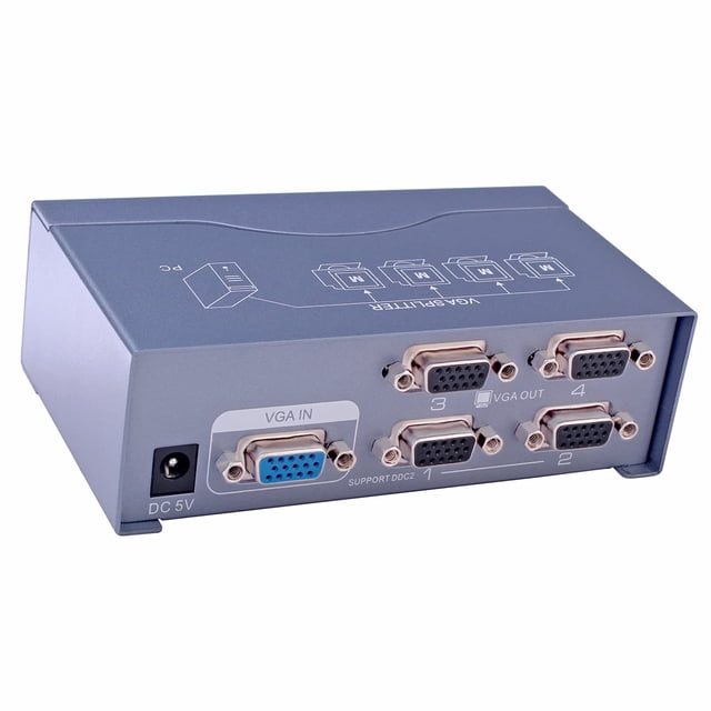 Caja de distribución de vídeo de 4 puertos alimentada por VGA Splitter DTECH