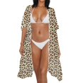 thumbnail image 3 of HELLHERO Leopard Print Long Kimono Swimsuit Cover Up High Quality Fabrics Loose Free Size Bathing Suit Cover Up for Women, 3 of 6