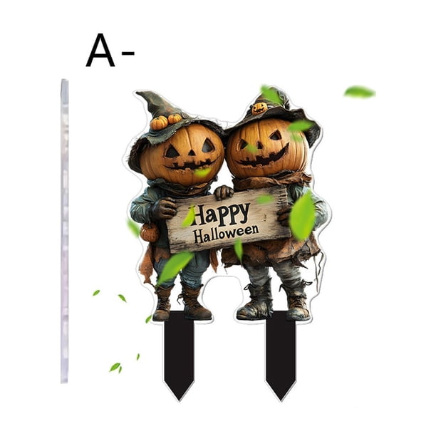 HWRETIE - Muñeco de esqueleto de Halloween (acrílico 2D),decoración para insertar en el suelo,para fiestas de jardín al aire libre,estaca de esqueleto de Halloween duradera