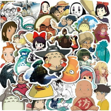 YGUO Studio Ghibli Stickers - Totoro Stickers - Cute Anime Stickers - Cartoon Graffiti Stickers Electric Car Tv Bottle Trolley Box Stickers - 1.6" - 50 Pcs