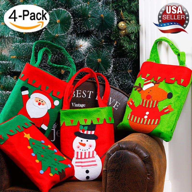 Christmas Gift Bags Xmas Trees Pattern Santa Claus Candy Bag Handbags Home Decor 