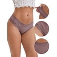 thumbnail image 3 of DARING DIVA Women's Lace Trim Cotton Ribbed Hipster Mid Waisted Panty S Khaki, 3 of 6