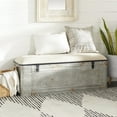 thumbnail image 3 of DecMode Metal Galvanized Storage Bench with Cream Burlap Top, Gray, 3 of 21