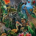 thumbnail image 5 of Orinice  Jungle Animal Shower Curtain Tropical Palm Leaves Sunset Fantasy Starry Sky African Safari Elephant Lion Tiger Swamp Kids Cartoon for Bathroom Decor Accessories Bathtub Curtain  69x72, 5 of 7
