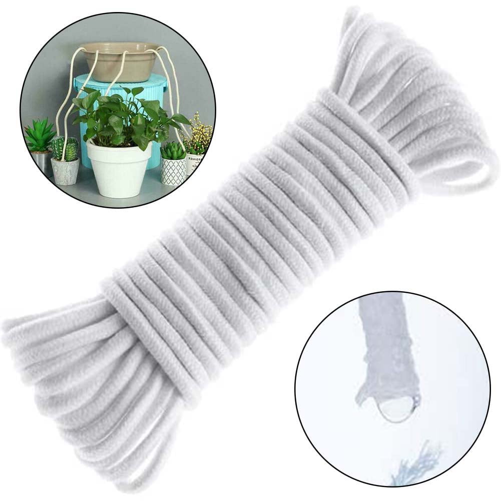 30 Feet Self watering Wick Cord for Vacation Self-watering Planter Pots DIY Automatic Watering Device System Potted Plant Sitter Auto Drip Irrigation Waterer to Water African Violet Cotton String Rope