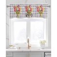 thumbnail image 2 of Tulip Flower Linen Curtain Valance for Bedroom/Bathroom/Kitchen/Office/Living/Dining Room Windows,Spring Botanical Purple Buffalo Plaid Rod Pocket Topper Drapes Decorative Cafe Drapery Panel 42x12, 2 of 6