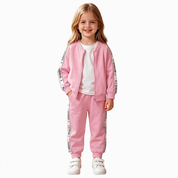 Toddler Baby Girls Clothes 9 12 18 24 Months 2T 3T Fall Winter Clothes Baby Crewneck Sweatshirts Pants Set Long Sleeve Girls Outfits Jacket Set Pink Size 12-24 Months