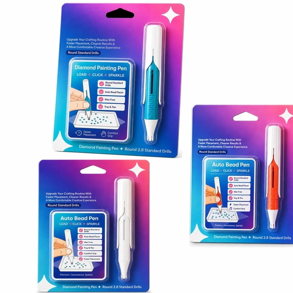 3 Pack Automatic Diamond Painting Pen, No-Wax Pickup Applicator Tool for DIY Rhinestone Art, Multicolor
