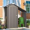 thumbnail image 2 of YODOLLA Outdoor Storage Cabinet with Shelves and Lean to Open-Sided Firewood Racks, Metal Storage Shed Organizer for Garden & Patio in Gray, 2 of 7