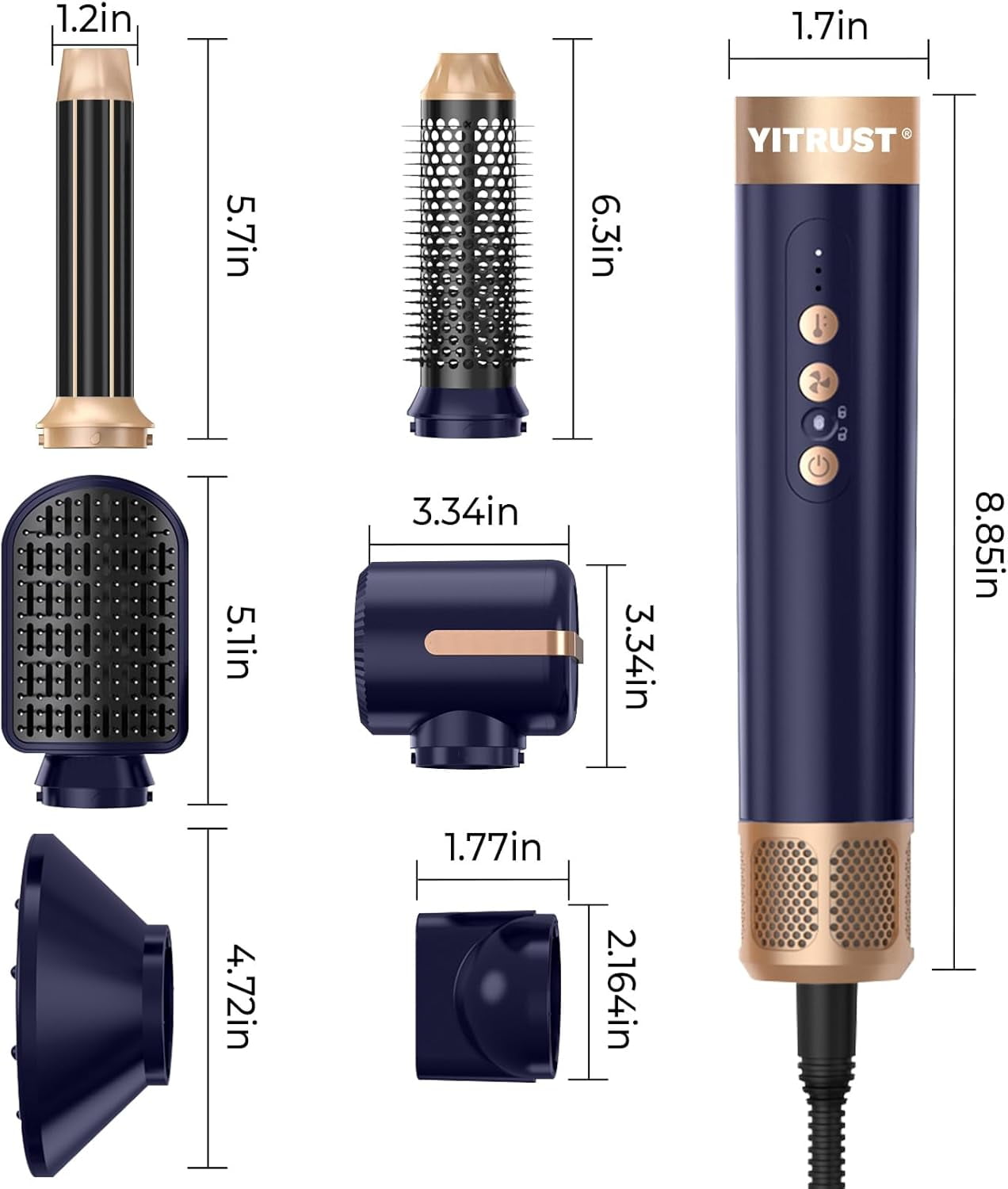 7 in 1 Hair Dryer Brush Blow Dryer Brush 110000 RPM Hot Air Brush Styler Auto Air Curler for Hair Curly Twist Multistyler Professional Ionic Travel Hair Styling Tool Air Styler