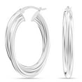 thumbnail image 4 of LeCalla 925 Sterling Silver Light-Weight Intertwining Oval Shape Click-Top Hoop Earrings for Women and Teen 35MM, 4 of 7