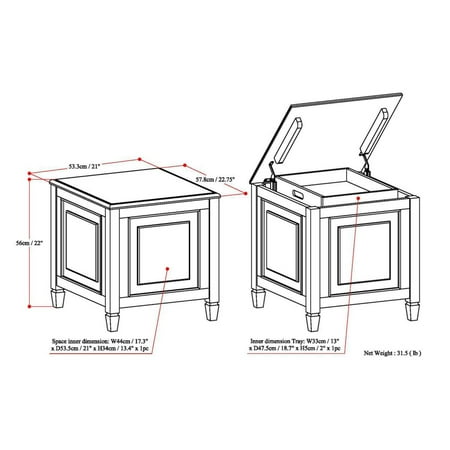 Simpli Home - Connaught End Side Table with Tray - Dark Chestnut Brown