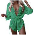 thumbnail image 2 of Women's Bikini Set Three Piece Lace Up High Waist Sexy Swimsuit with Removable Bra Pads No Underwire for Beach Vacation,Green,M, 2 of 9