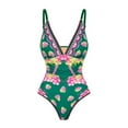 thumbnail image 4 of Flaxmaker Women Deep V Retro Green Grapes Print One Piece Swimsuit and Skirt Bathing Suit Two Pieces Swimwear Set, 4 of 8