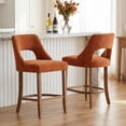 thumbnail image 3 of JESTOP Bar Stools Set of 2, Upholstered Counter Height Bar Stools, Modern Counter Stools with Wood Legs for Kitchen Island Dining Room Bar, Orange, 3 of 9