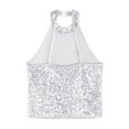 thumbnail image 4 of YiZYiF Girls Metallic Shiny Halter Crop Top with Pleated Skirt for Cheer Leader Modern Jazz Dance Wear Silver 14, 4 of 7