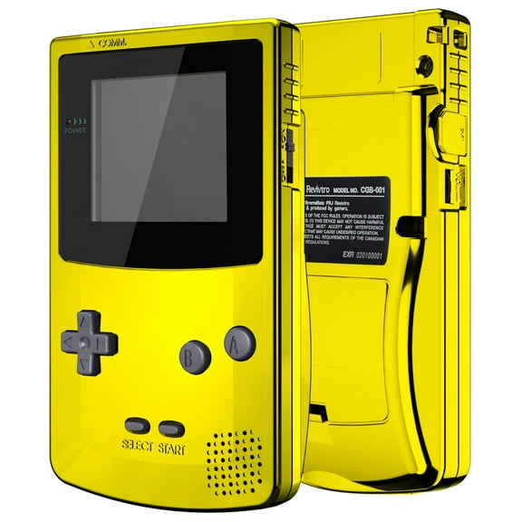 IPS Ready Upgraded eXtremeRate Chrome Gold Replacement Full Housing Case w/Buttons for Gameboy Color