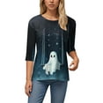 thumbnail image 5 of zaveiop Halloween Shirts for Women 2025 3/4 Length Graphic Sweatshirts 3/4 Length Sleeve Tunic Tops Halloween Gifts Blouse (Navy, XXL), 5 of 6