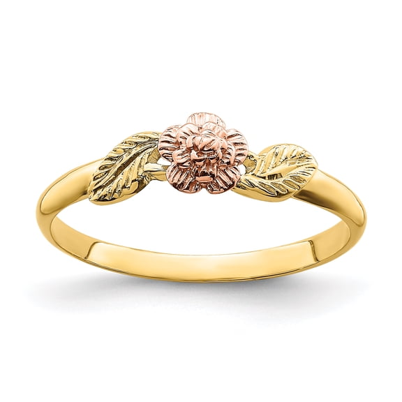 14k Two Tone D/C Leaves w/ Flower Ring R933