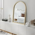 thumbnail image 2 of Americanflat 20x30 Framed Dark Oak Arched Mirror - Hanging Mirror for Wall, Bathroom, Entryway Hall, Living Room, Bedroom - Curved Mirror, 2 of 8