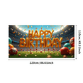 thumbnail image 2 of Sports Themed Happy Birthday Backdrop Banner with Soccer and Basketball Elements Party Decoration Photography Prop for Birthday Parties Sports Events and Celebrations, 2 of 6