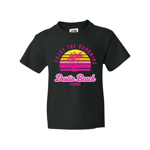 Inktastic Summer Enjoy the Sunshine Destin Beach Florida in Pink Youth T-Shirt