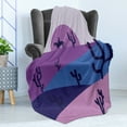 thumbnail image 4 of Abstract Soft Flannel Fleece Blanket, Digital Artwork Cowboy Desert Cactus Horseback Hills Illustration, Cozy Plush for Indoor and Outdoor Use, 50" x 70", Violet and Dark Ceil Blue, by Ambesonne, 4 of 5